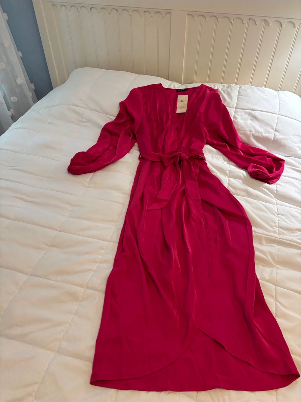 Amazon Fuchsia Wrap Maxi Dress with Tie Waist